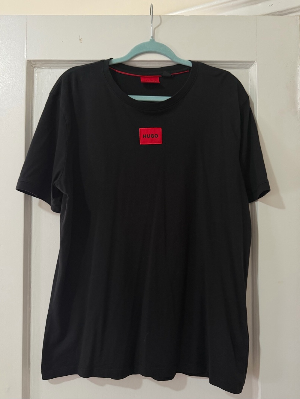 Hugo Boss Black Tee with Red Logo Patch